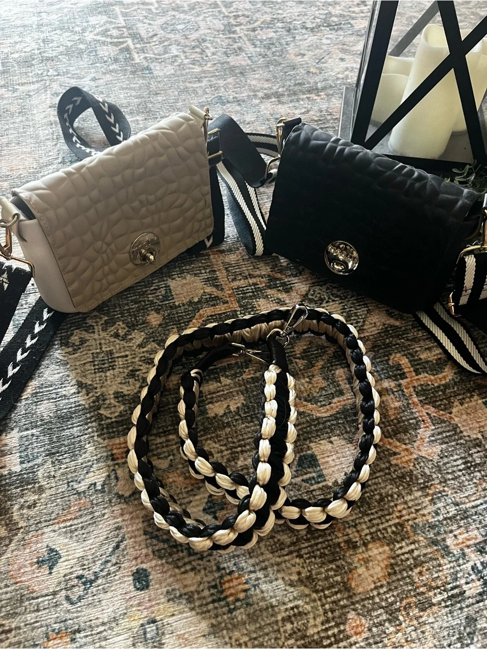 Braided Black and Neutral Strap Accent